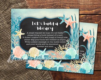 Under the Sea Bring a Book Card Insert, Baby Shower (Digital Download)