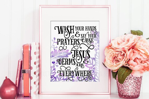 Purple Bathroom Home Wall Decor Bathroom Print Jesus And Etsy