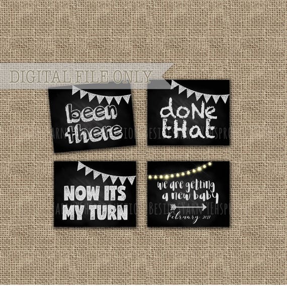 Baby Number 4 Pregnancy Announcement Photo Prop Signs (Digital Download)