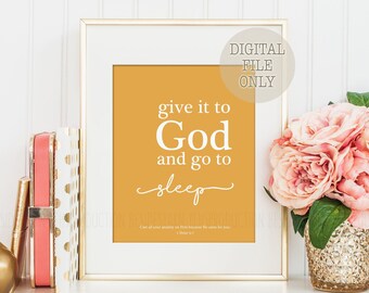 Mustard Yellow Bedroom Wall Print, Goldenrod Room Scripture Printable, Minimalist Style Dorm Decor Poster, Anxiety Relief Bible Verse Sign
