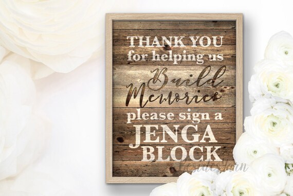 Rustic Floral Wood Jenga Guest Book Personalised Wedding Sign Rustic Floral Wood Jenga Guest Book Personalised Wedding Sign