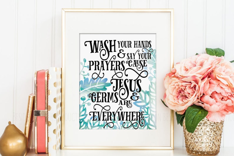 Bathroom Wall Decor, Bathroom Print, Jesus and Germs Are Everywhere