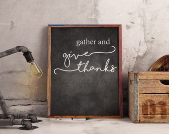 Grateful Thankful and Blessed Thanksgiving Printable Decor with Chalkboard Background