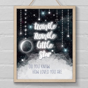 Twinkle Twinkle Little Star Nursery Wall Art, Outer Space Baby Room Decor, Galaxy Kids Song Poster Print, Children Rhyme Birthday Party Gift