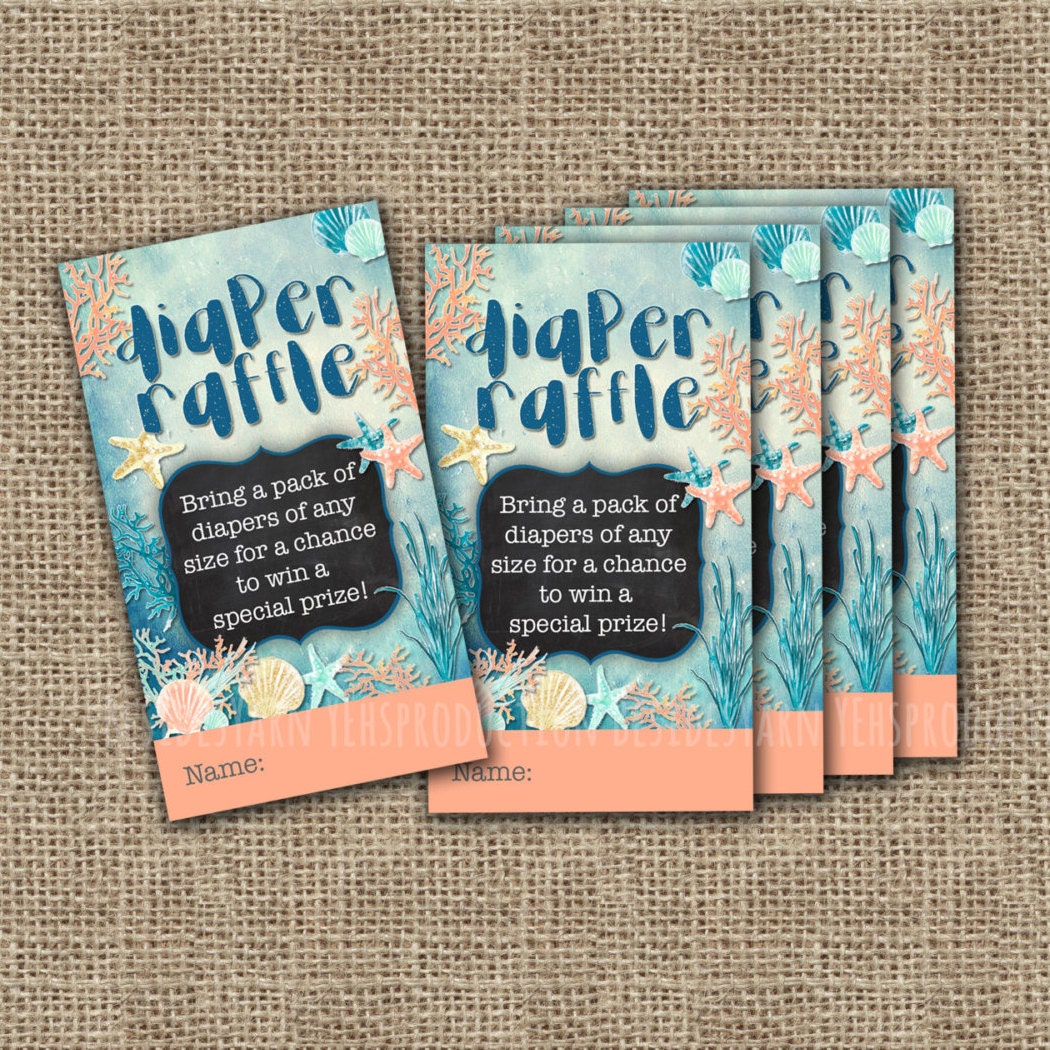 Seaside Raffle Under the Sea Diaper Raffle Ticket Sign, DIY Mermaid Party Game Poster ...