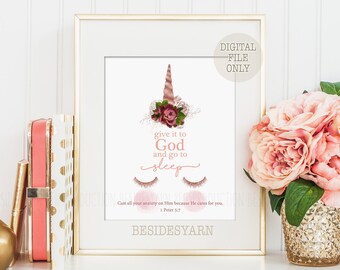 Unicorn Eyelash Print: Christian Girl Room Decor (Digital Download)