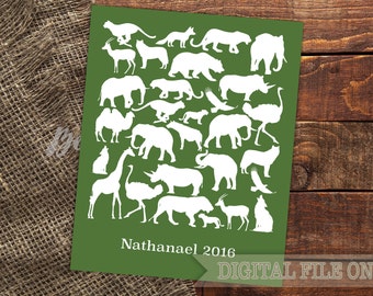 Safari Animals Guest Book PRINTABLE, Safari Birthday Party, Animal Baby Shower, Safari Nursery Print Art, Custom Event Guestbook Alternative