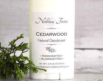 Natural Deodorant for Men - Natural Cedarwood Deodorant Stick - Aluminum Free Mens Deodorant - Handmade Deoderant - 2.5 oz. Stick Deodorant