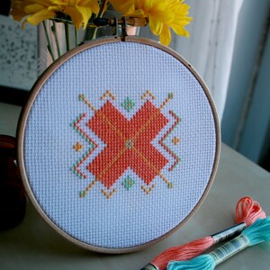 X Marks the Spot - Geometric Cross Stitch Pattern - Digital Download