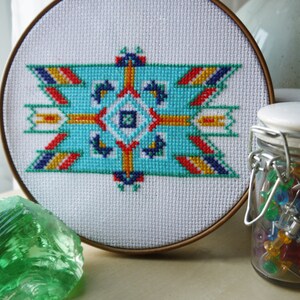 Skyblue - Geometric Cross Stitch Pattern - Digital Download