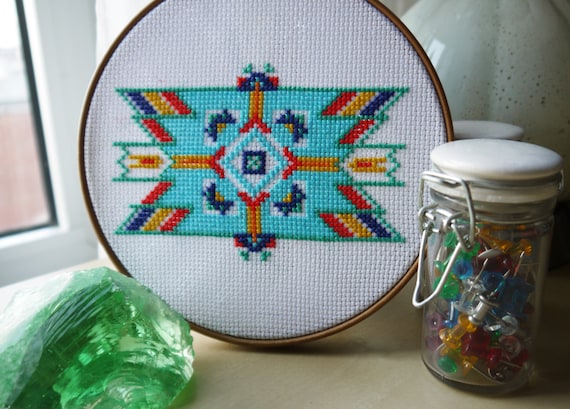 Skyblue - Geometric Cross Stitch Pattern - Digital Download
