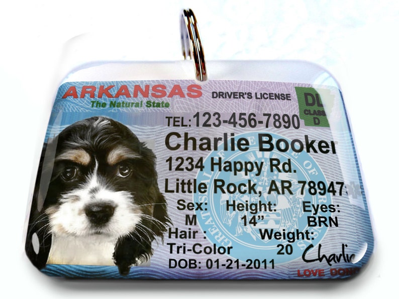 Arkansas Driver License Personalized Custom ID Tags for Dogs Etsy