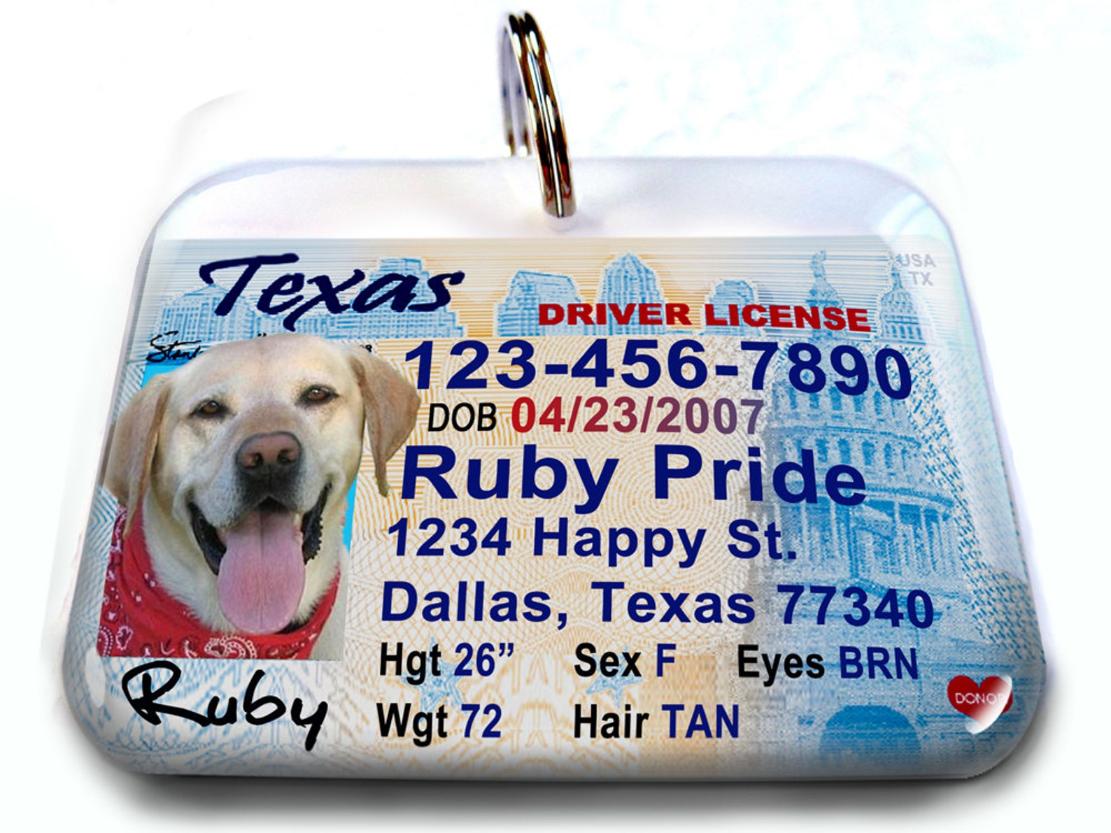 Texas Driver License Personalized Custom ID Tags for Dogs and Etsy