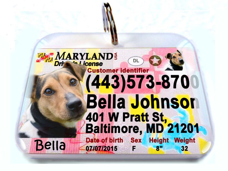 New Maryland driver license Personalized Custom ID Tags for Etsy
