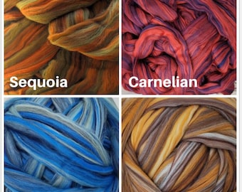 4 oz of Multi Colored Merino Wool Top Dyed Heather 21.5 Micron Roving for felting and spinning