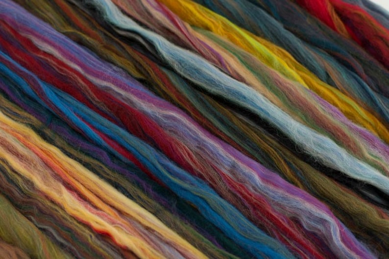 4 oz of Multi Colored Merino Wool Top Dyed Heather 21.5 Micron Roving for felting and spinning image 5