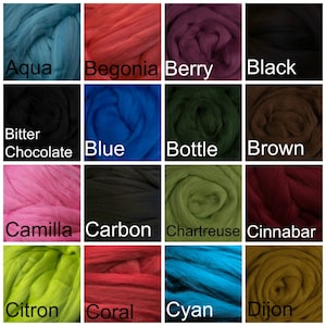 4 oz Merino Wool Top Roving- Choose from 70 colors! Great spinning fiber, wool roving, felting fiber. Fine Soft Dyed Sheep's Wool Fiber.
