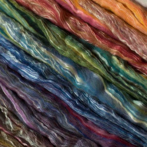 Silk/Merino Wool Blend Sampler, Wool Roving, Assortment, Nuno Felting Fiber, Fiber Pack, Color Blend, Fiber Assortment