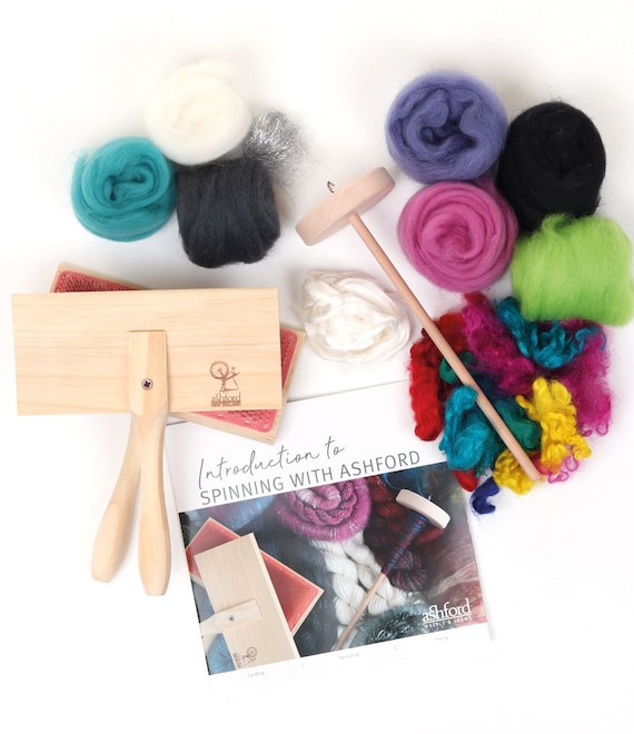 Ashford Introduction To Spinning Kit, Spindle, Handcarders, Fiber, Get started spinning! Great gift!