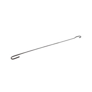 May include: A silver metal hook with a long, straight shaft and a curved hook at each end.