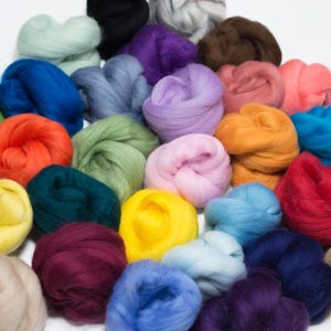 Merino Wool Color Sampler 10 ounces and 30 colors! Wool Roving, Spinning Fiber, Assortment
