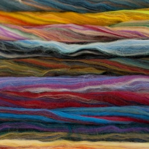 4 oz of Multi Colored Merino Wool Top Dyed Heather 21.5 Micron Roving for felting and spinning image 6