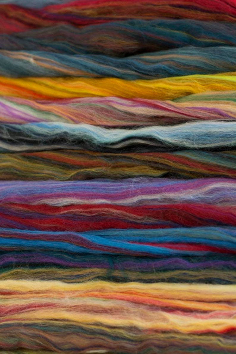 4 oz of Multi Colored Merino Wool Top Dyed Heather 21.5 Micron Roving for felting and spinning image 6