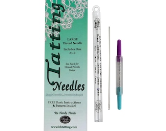 Tatting Needle or fine Blunt Tip Weaving needle, #3 size, comes with threader.