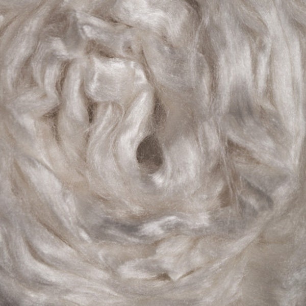 Tussah Silk Spinning Fiber, 4 Ounces Bleached Cream, Silk Top, High Luster Fiber for spinning and blendding