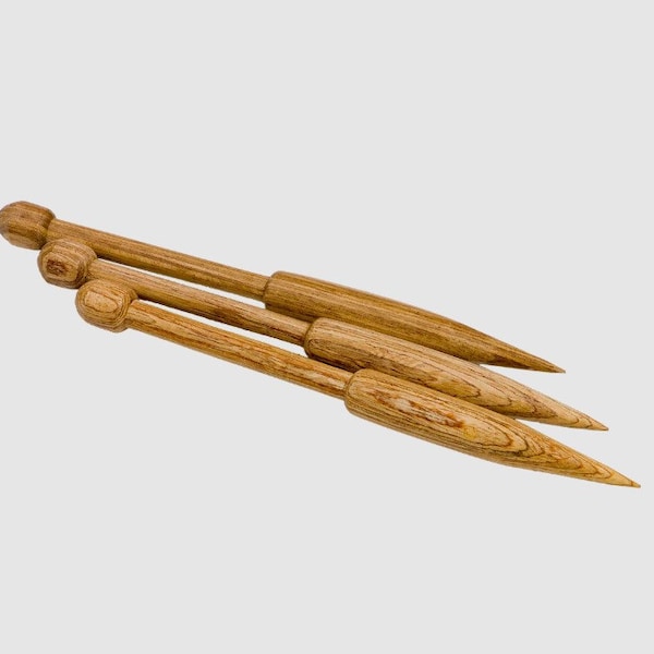 3 Tapestry Bobbins, Wooden Bobbins made by Schacht. Rubbed Oil Finish