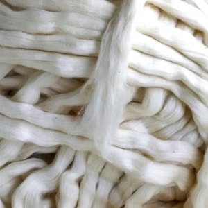 Cotton Roving, Organic Upland  - 8 ounces US Grown Texas Cotton