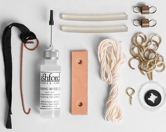 Ashford Maintenance Kit. Oil bottle, con rod joints, springs, e clip, drive band, brake band, hook and more