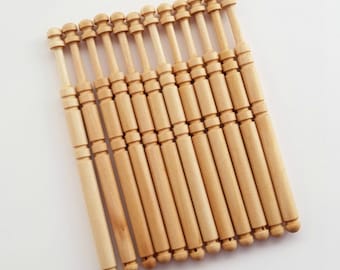 Dozen English Style Lace Bobbins, Pre-drilled for Spangles