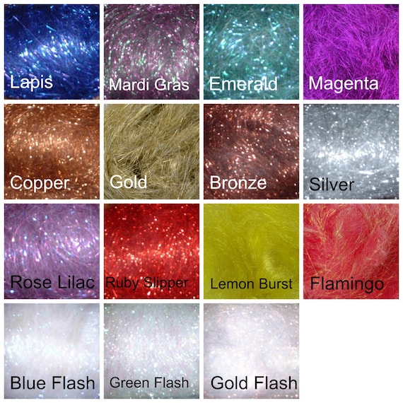 Crystal Metallic Blending Fiber in 14 colors. Sold by the 1/2 ounce. Similar to Angelina. Blend with fiber for spinning and felting