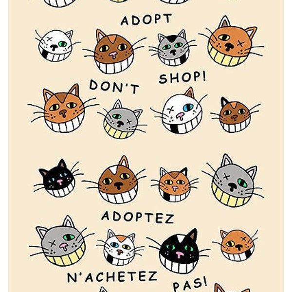 Affiche Adoptez, n'achetez pas! /Adopt, don't shop! - © Olivier Grandovec - 40x60 ou 60x80 cm