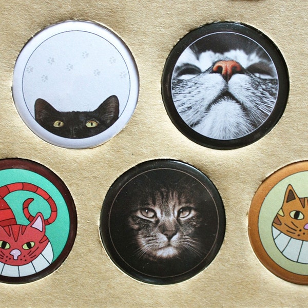 Collection Cat Prints Official de 5 badges Ø 3,7 cm qualité premium en édition limitée