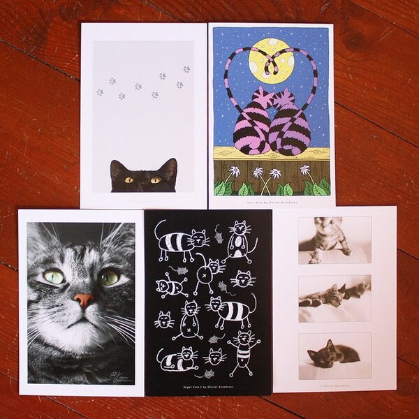 Collection Cat Prints Official de 5 cartes postales 10x15 cm qualité premium en édition limitée