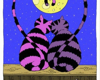 Love Cats poster - © Olivier Grandovec - 40x60 or 60x80 cm - Limited edition