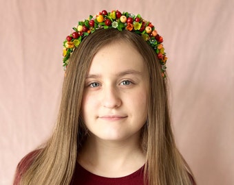 Floral hair crown, flowers crown, fall headband, photoshoot , apple crown , bride