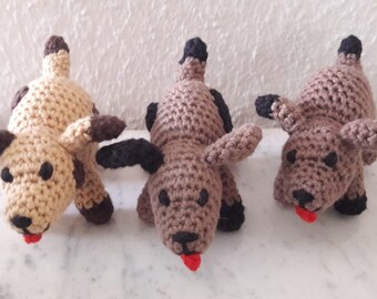 3 self-crocheted dogs