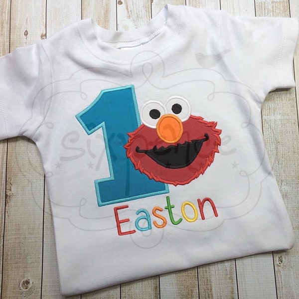 Elmo Birthday Shirt | Shirt or Bodysuit | Custom Appliquéd & Embroidered | Personalized | Sesame Street Shirt | By Sixpence