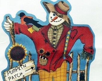 Scarecrow Row Wall Hanging Cut & Sew Fabric Panel by Leslie Beck