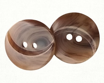 Caramel Brown Marbled Plastic Buttons with Raised Crescent Design - 23 mm or 7/8 inch - Set of 6 - Dill