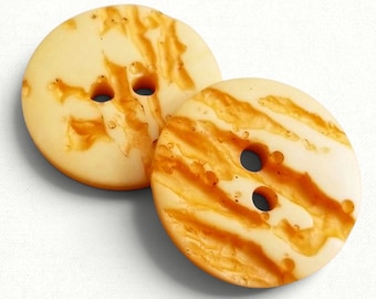 Vanilla Yellow Plastic Button with Deep Furrows - 25 mm or 1” - Set of 6 – Dill