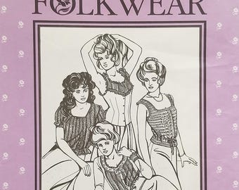 Vintage Folkwear Pattern for 4 Victorian Camisoles to Knit, Crochet & Sew - 1985