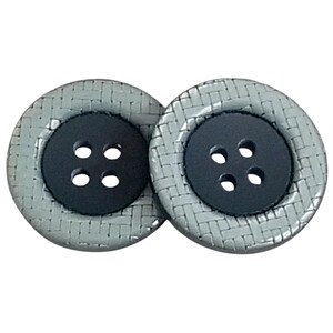 Dark Blue Plastik Buttons with Light Blue Basket Weave Rim - 25 mm or 1” - Set of 6 - Dill