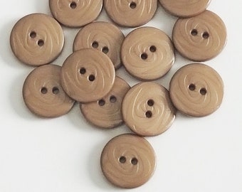 Brown Plastic Buttons with Swirls - 14 mm or 9/16" - Set of 13 - Dill