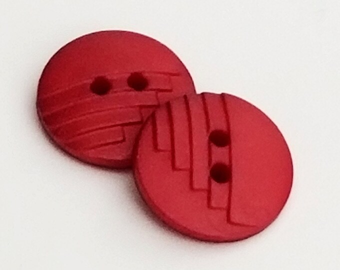 Medium Red Buttons With Raised Line Pattern - 23 Mm or 7/8 Inch - Lot ...