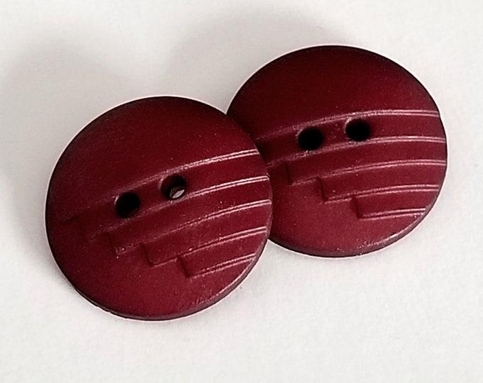 Dark Red Buttons With Raised Line Pattern - 23 Mm or 7/8 Inch - Lot of ...