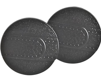 Black Plastic Buttons with Textured Faux Leather and Strap Design - 20 mm or 3/4" - Set of 8 - Dill